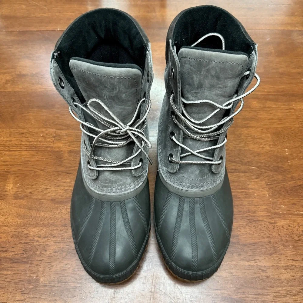 Sorel Cheyanne II Duck Boots Men 10.5 Gray Waterproof Leather Rubber NM2575-052